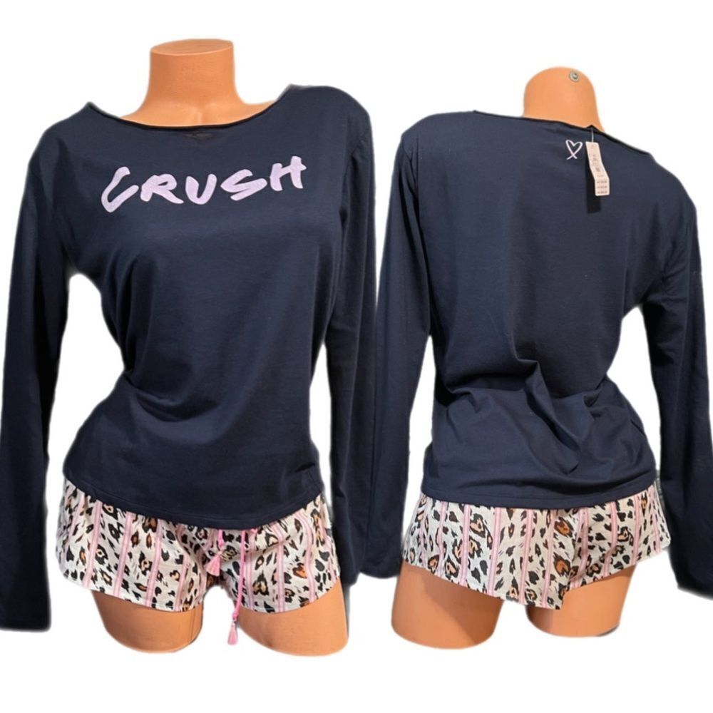 Victorias Secret Soft Cotton long sleeve top and drawstring shorts pajama Set Xs